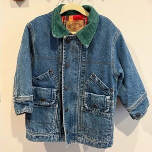 GAP Vintage Denim Chore Jacker Kids Youth Corduroy Collar & Flannel Plaid XXS